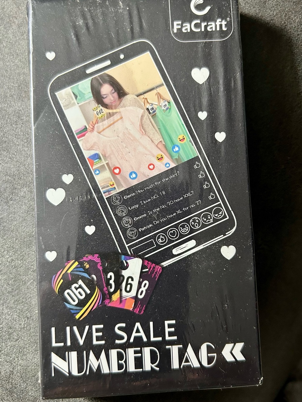 Craft Live Sale Number Tags Set - Black with Multicolor Accents